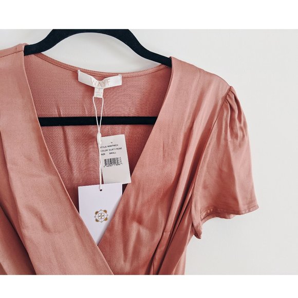 NWT WAYF Dusty Rose Wrap Dress - Picture 2 of 9